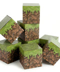 Fire Pixel Art Party Favor Boxes 8 Pack Grass Cubes Containers Sturdy Cardboard Treat Holders For Epic Birthday Bash And Legit Squad Game Night Essentials Today stacked view.