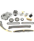 Premium Timing Chain Kit With Water And Oil Pump Perfect Fit For Nissan Frontier Pathfinder Xterra 4.0L V6 Engine 2005-2010 Durable Alloy Build, parts laid out