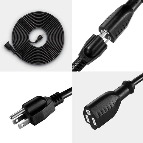 All Weather Waterproof Power Extension Cord 16 AWG Heavy Duty SJTW Indoor Outdoor 10 Ft NEMA 5-15P To 5-15R 2 Pack Black UL Listed