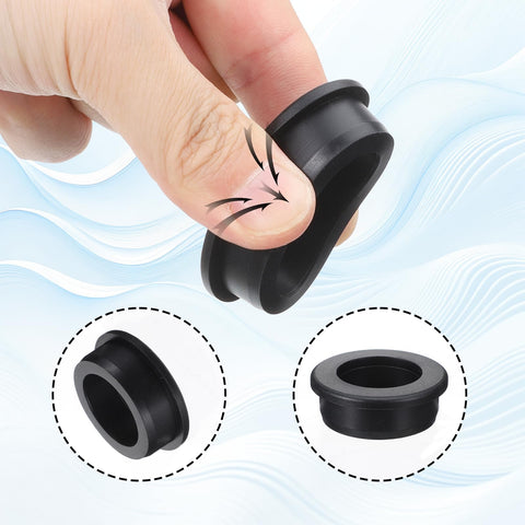 Flexible Top Hat Silicone Grommets Five Pack For One And A Half Inch Drill Holes shown in use and detail