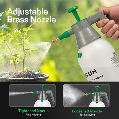 Durable Handheld Garden Sprayer 2L Pump Sprayer With 68 Oz Capacity Safety Valve Adjustable Nozzle Extended Spray Rod
