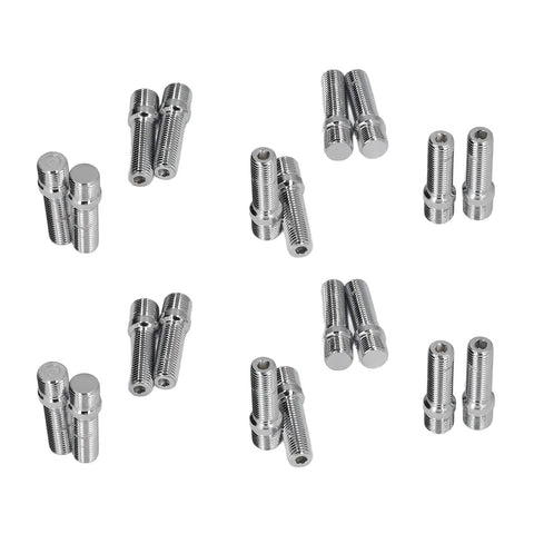 POCREATION Heat Treated Steel Wheel Stud Conversion Kit for S4 X3 X5 Garage Hacks 20 Piece Set With 32mm Shank And 50mm Length Precision Thread Design For Quick Wheel Changes, steel studs on white background