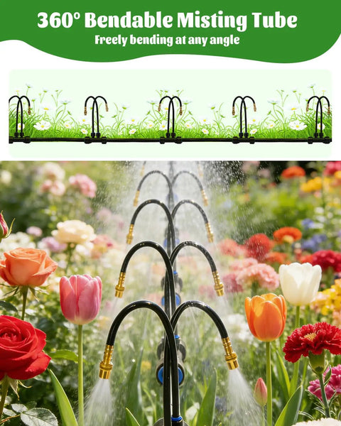 360° bendable sprays on 66Ft Drip Irrigation System With 40 Nozzles For Lawn And Raised Bed Automatic Garden Watering Kit