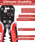 Diagram showing Self Adjusting Wire Stripper Tool For AWG Ten To Twenty Four Strips Cuts And Crimps Copper And Aluminum Wires