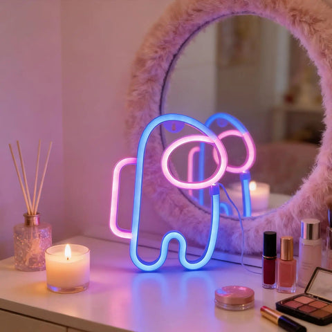 Lit Alien Neon Sign Light Astronaut LED Decor with USB or Battery Power for Kid Room Bedroom Bar Game Room Christmas Party Gift