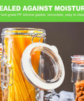 Eight Pack Silicone Canning Jar Seals With Airtight Reusable Gaskets Crafted For Standard Mouth Mason Lids To Keep Your Pantry Staples Locked Tight While Maintaining Peak Freshness Season After Season In White, showing silicone gasket on jar.