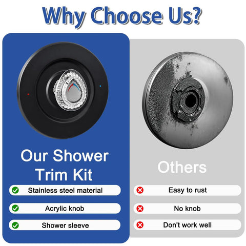 Upgrade Your Drip-Free Bath With This Sleek Matte Black Shower Trim Kit Made For Moen Chateau T470 Single Handle Faucets For A Fresh New Look That Totally Slays In Any Home. matte black shower trim kit with acrylic knob and stainless steel sleeve
