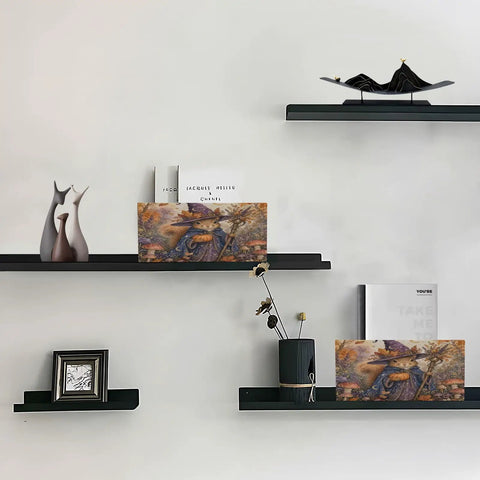 Premium Felt Collapsible Storage Bins For Shelves Heavy Duty Foldable Closet Organizers displayed on black shelves for organization.