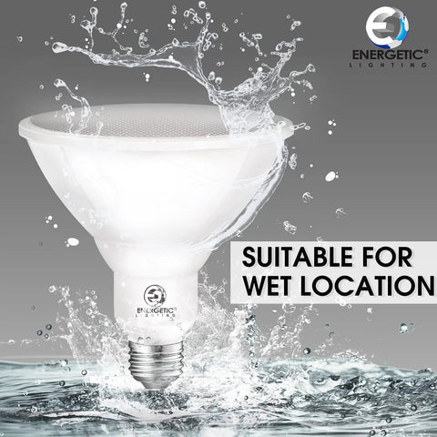 Powerful 100W Outdoor Par38 LED Flood Light 1250lm 5000K Daylight Dimmable E26 Base Waterproof UL Listed 12 Pack in water