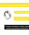 Beefy 304 Stainless Steel Hose Ear Clamp Set Fits 15mm To 17.5mm Hoses Single Ear Clip For Securing Pipes And Hoses In Automotive Marine Garden And Industrial Use 58 Pieces