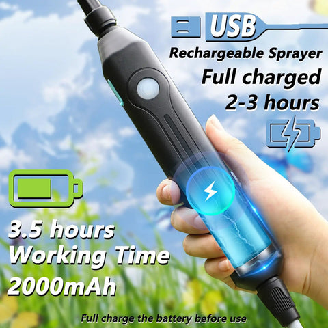 Close-up of USB rechargeable battery on Battery Powered Garden Sprayer 1.35 Gallon Backpack With Three Mist Nozzles.