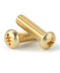 Two Socket Cap Screws Set M2 Through M8 Brass Cross Head Bolts Copper Threaded Fasteners on white background