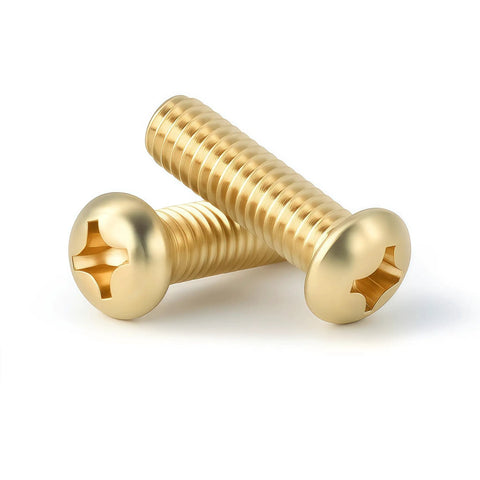 Two Socket Cap Screws Set M2 Through M8 Brass Cross Head Bolts Copper Threaded Fasteners on white background