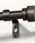 Close-up of Modern Antique Brown Bronze Curtain Rod Set For Windows 66 To 120 Inches Built Tough 1 Inch Diameter with wall bracket