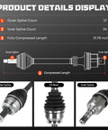 Top Shelf Front CV Axle Shaft Assembly Set Compatible With Subaru Forester Years 2014 To 2018 dimensions outer 27 inner 25 compress 31.78