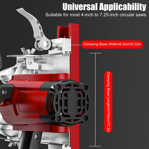 Pro Grade Circular Saw Guide Rail For 12 Inch Saw Base, red and silver aluminum alloy adjustable base for woodworking