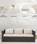 Eight Piece Stretch Patio Cushion Covers For Outdoor Couches And Sofas, Replacement Slipcovers, Washable Beige Fabric Protectors, cushion fit