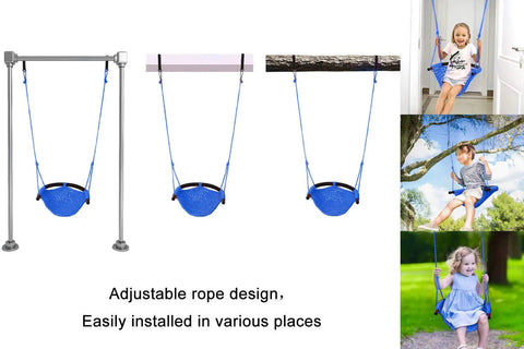 Heavy Duty Kids Rope Swing Seat For Indoor And Outdoor Play With Secure Hooks And Straps 440 Lb Capacity Blue Swing Set