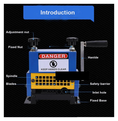 Heavy Duty Manual Wire Strippers For Copper Cable Cutting 1.5 To 15mm Range showing adjustment nut and handle details.