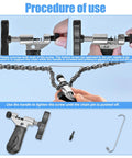 Hands using All In One Bike Chain Repair Kit with link plier and chain breaker for quick bike maintenance.