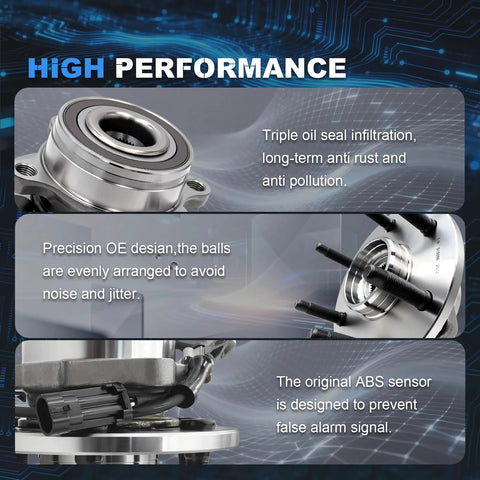 Beefy Front Wheel Bearing Hub Assembly Fits 00-06 Chevy Tahoe 99-06 Silverado 1500 shown with performance features and ABS sensor