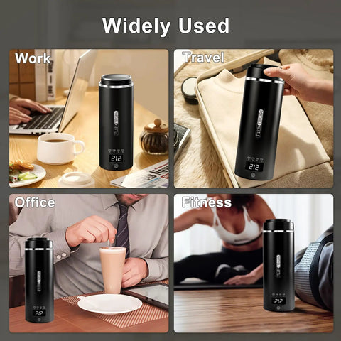 Portable Travel Electric Kettle With Four Temperature Settings 304 Stainless Steel Auto Shut Off 450ml Compact shown in various usage scenarios.