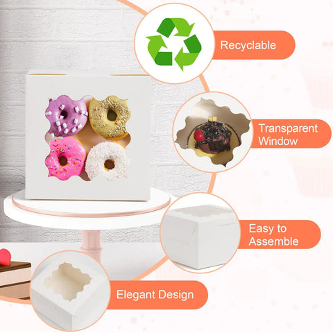 Premium White Cookie Boxes With Clear View Window And Included Thank You Labels 12 Pack Sized At 6X6X3 Inches Ideal For Sorting Desserts Wrapping Care Packages Or Pulling Dope Party Favor Displays