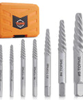 7 Piece Easy Out Screw Extractor Set For Removing Stripped Screws Damaged Screws Broken Bolts And Studs From Wood Or Metal