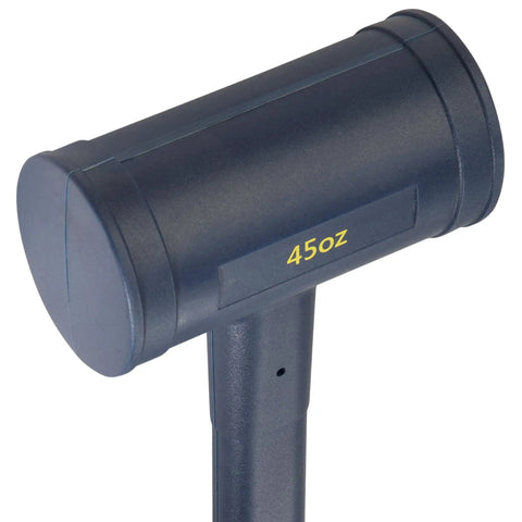 Close-up of Dead Blow Hammer 45 Oz Beefy Mallet With No Mar Polyurethane Face showing weight label and smooth face design.