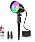 15W RGBW Low Voltage Outdoor Landscape Lights With 12V And 24V DC And AC Dope Color Changing LEDs IP66 Waterproof Aluminum Housing 29 Key Remote Garden Path And Driveway Lighting includes remote and connectors
