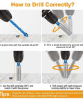 Sunjoyco dry diamond drill bit set, 5 pcs, for glass, porcelain/ceramic tiles and marble; sizes 1/4–1/2 in