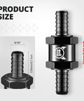 Five Sixteenths Inch Inline Fuel Check Valve One Way Non Return For Diesel And Gasoline Aluminum 6061 T6 Black Finish