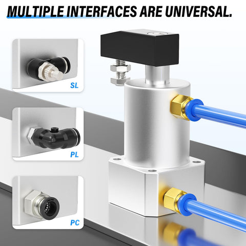 Workhorse Pneumatic Rotary Clamping Cylinder With 90 Degree Turn, 20mm Bore, Aluminum Body, M5 Port, 0-1.5 MPa, fittings