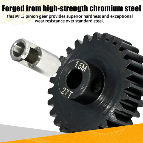 Large Scale RC Pinion Gear Kit M1.5 27T 8mm Bore With 8mm To 5mm Shaft Adapter Sleeve Chromium Steel Motor Gear