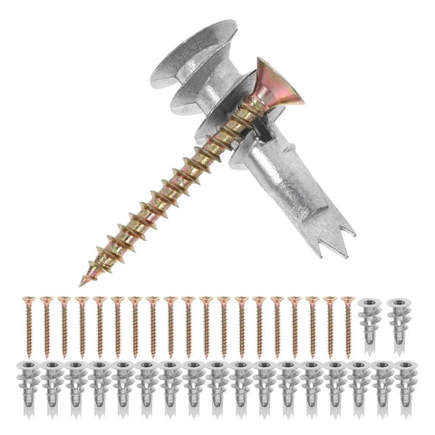Heavy Duty Drywall Anchors Kit 20 Sets Spiral Wall Anchors 13x32mm Zinc Alloy Screws For Quick Mounts In Bath And Kitchen Self Tapping No Drill Needed Expanding Hollow Wall Anchors, 20-piece set