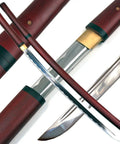 Handmade Japanese Shirasaya Samurai Katana Sword With Full Tang Razor Sharp Carbon Steel Blade and Dark Stained Wood Scabbard