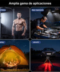 Lit Gym Lighting On The Go Portable Magnetic Work Light in gym, car repair, camping, and road warning scenes.
