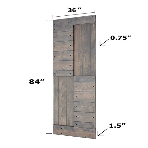 36 Inch By 84 Inch S Series DIY Barn Door With 6.6 Ft Hardware Kit In Smoky Gray Space Saving Sliding Door For Pantries Laundry Rooms Master Bathrooms Walk In Closets And High Traffic Areas front view