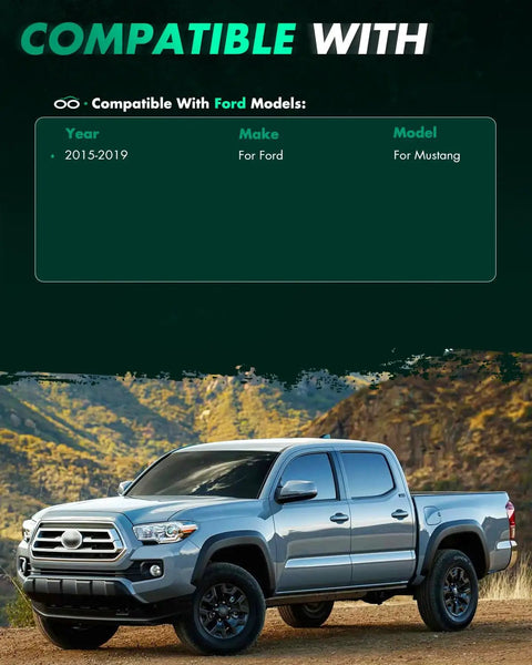 Compatible models chart for Two Pack 1.5 Inch Wheel Spacers 5x4.5 Bore 70.5mm 14x1.5 Thread Pitch 5 Lug Adapters Fit Ford Mustang 2015 2019