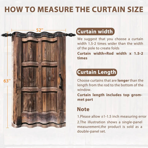 How to measure Real Deal Rustic Barn Door Blackout Curtains Featuring Vintage Wood Grain Art Heavy Duty Thermal Insulation.