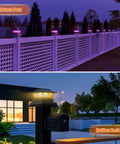 8 Pack Solar Post Cap Lights for Outdoor Deck and Garden on vinyl fence post and mailbox deck post at dusk