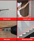 4 In 1 Laser Level With 3 LED Modes Magnetic Torpedo Vials Tripod And 100 Ft Point 30 Ft Line Beam For Framing Tiling And Hanging Projects Pro Grade DIY Tool Built For Fast Accurate Layout. Cross laser modes for wall, drill, dot, and stair alignment.