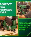 18V MultiVolt Cordless 21 Degree Framing Nailer Kit With 4.0Ah Battery in use for wood framing project