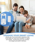 Family using laptop with Pico Remote Wall Plate Brackets 4 Pack Snap In Installation shown in overlay illustration