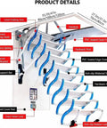 No Sweat Automatic Attic Pull Down Ladder With Rock Solid Telescopic Fold Design Heavy Duty Retractable Handrails And Remote Control For Quick Easy Loft Access 80X120 Cm detail image showing features like hydraulic rod and support bar.