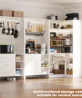 Legit Heavy Duty L Shaped Closet System With Six Roomy Drawers Plus Four Sturdy Hanging Rods Corner Tower Module For Walk In Wardrobe Setup Hassle Free Modular Storage Rack In Crisp White, showcasing multifunctional kitchen storage.