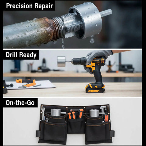 Pipe Threading Tool Set For DIYers With 4 Point And 6 Point Threaders For Internal And External Threads, Quick Tap Bit, 1 Quarter Inch Hex Shank, Heavy Duty Steel Construction For Water Pipe Repair And Restore Damaged Threads on rusted pipe