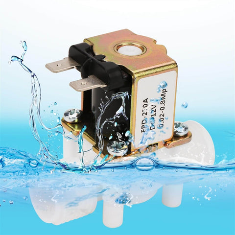 Workhorse Solenoid Water Valve 12V And 24V DC, Plastic Body, magnetic control for fluids, shown in water splash