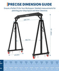 Heavy Duty Workhorse Gantry Crane 4400 Lbs Portable Garage Hoist Adjustable 97 To 141 Inches with dimension guide and height settings.