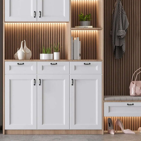 Modern Matte Black Cabinet Handles And Solid Pulls With 3 Inch Span Perfect For Kitchen Drawers Hella Sleek Design Easy Install Includes Hardware Upgrade Your Digs Today 10 Pack on white cabinets.